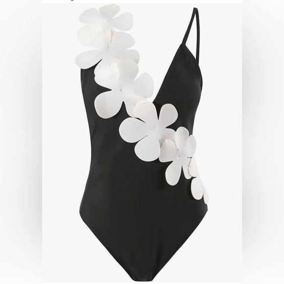 FymnSi Womens Black 3D Floral Swimsuit Set S NWT - Picture 2 of 16